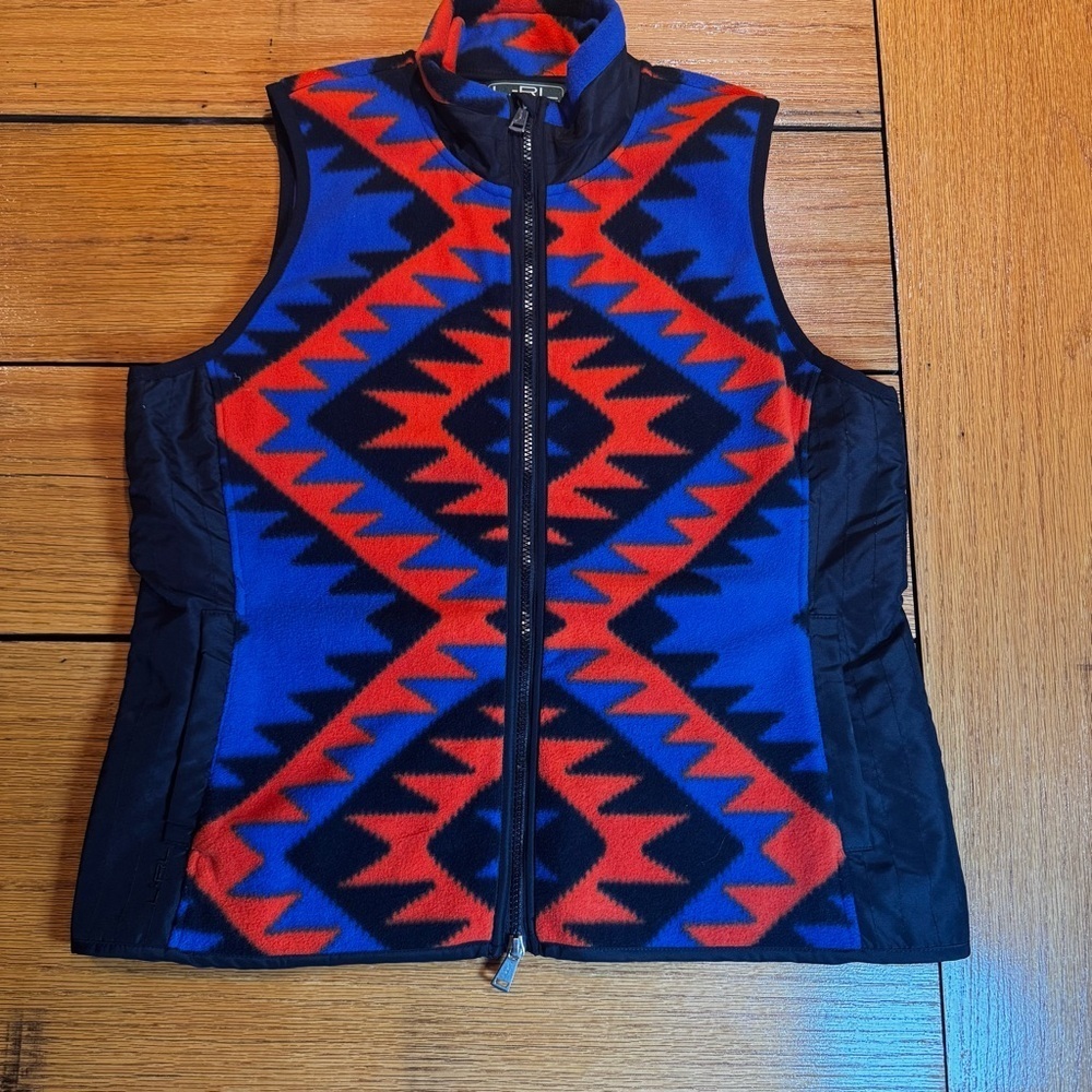 Lauren-Ralph Lauren Active Wear Women's Blue and Orange Geometric Vest size XL